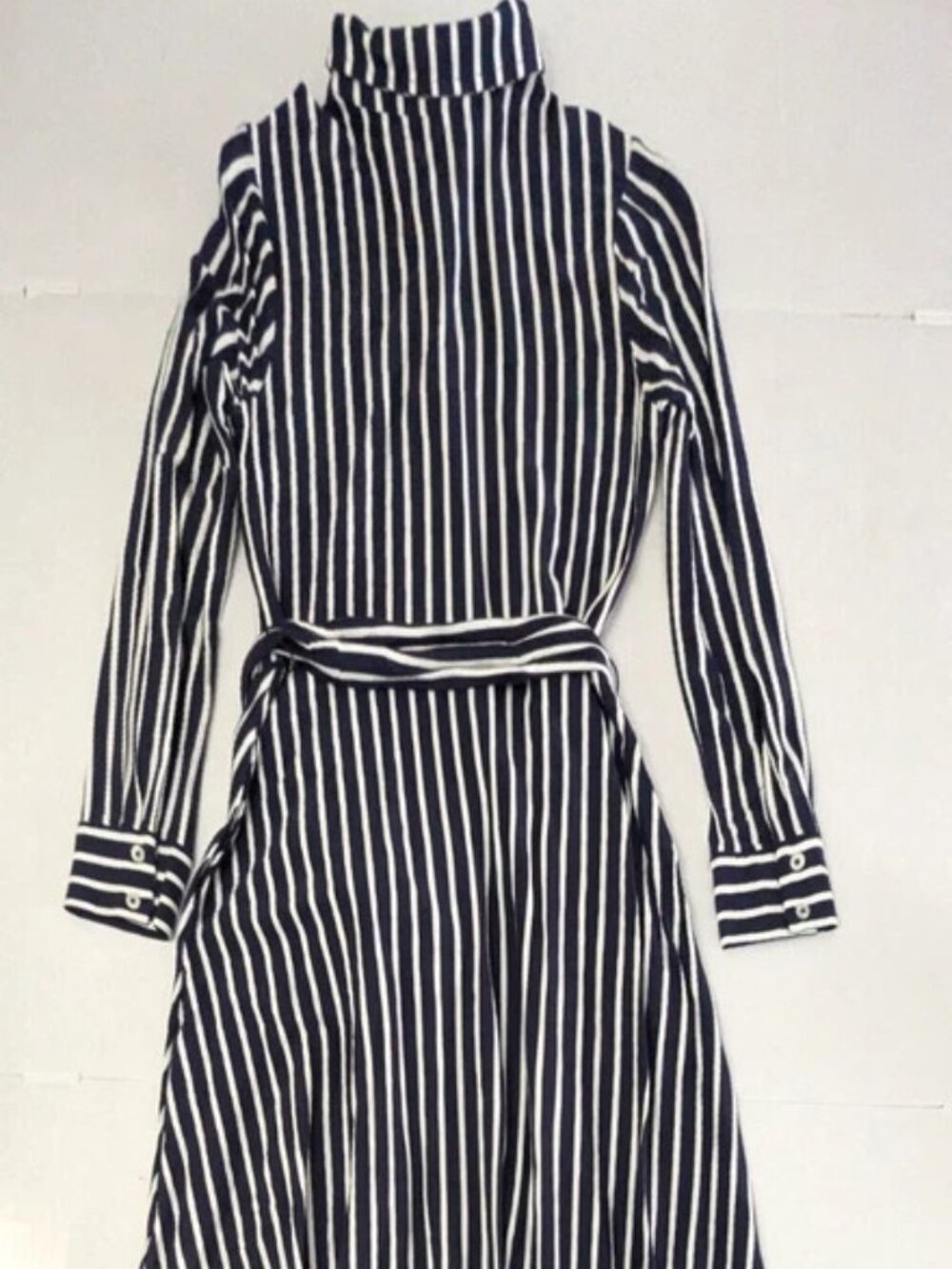 BODEN Marcia Stripe Midi Shirt Dress Navy White Button Up Long Sleeve 8R NWOT - Picture 9 of 14